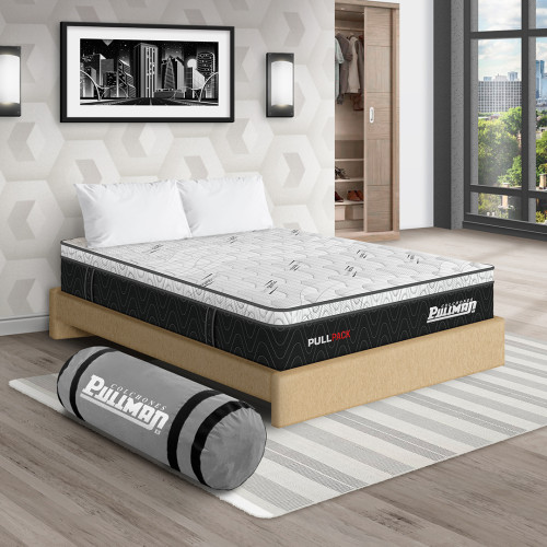 Colchón Pullpack Euro U + Base Cama + Almohada