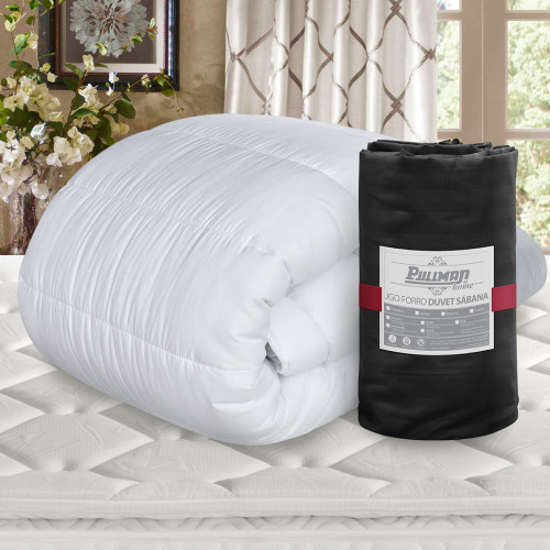 Combo Plumón Deluxe + Jgo Forro Duvet Sábana Hotelero