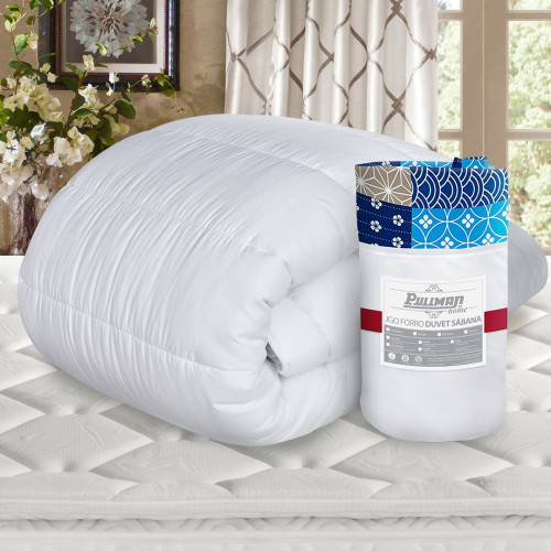 Combo Plumón Deluxe + Jgo Forro Duvet Sábana Design