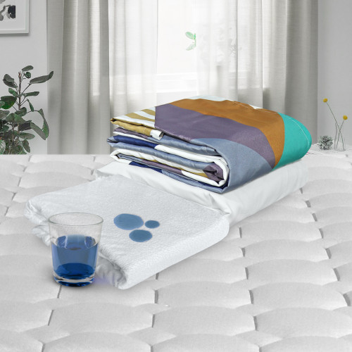 Combo Protector Impermeable + Jgo de Sábanas Disperso