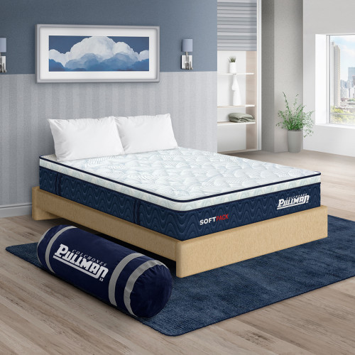 Colchón Softpack + Base Cama + Almohada