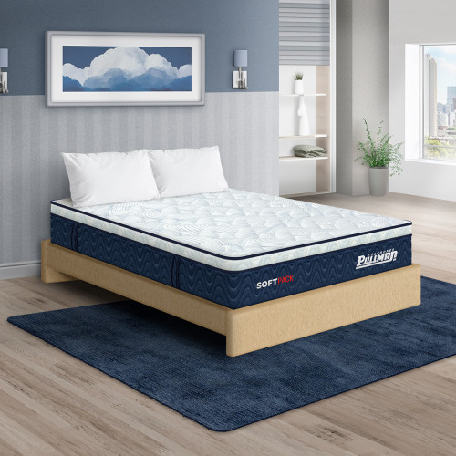 Colchón Softpack + Base Cama + Almohada