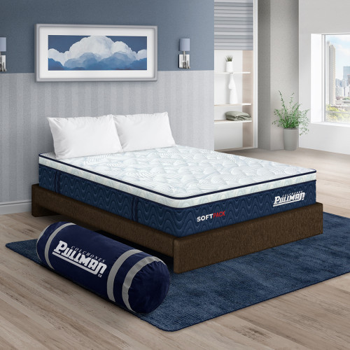 Colchón Softpack + Base Cama + Almohada
