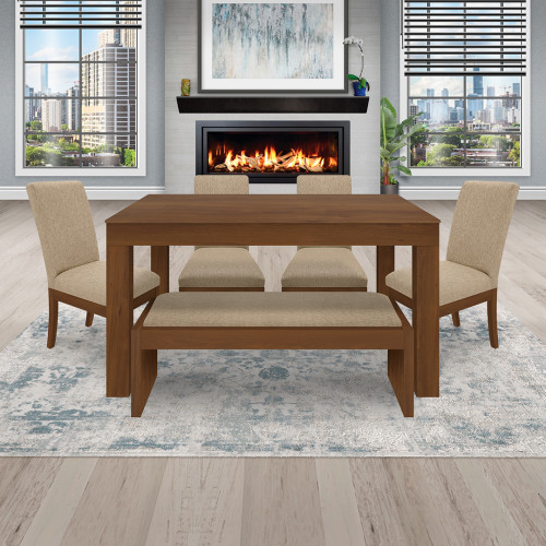 Juego de Comedor 6P (140) Italia Danny 4 Sillas 1 Banca