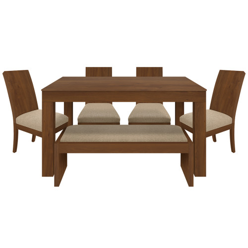 Juego de Comedor 6P (140) Italia Nicky 4 Sillas 1 Banca