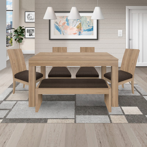 Juego de Comedor 6P (140) Italia Nicky 4 Sillas 1 Banca